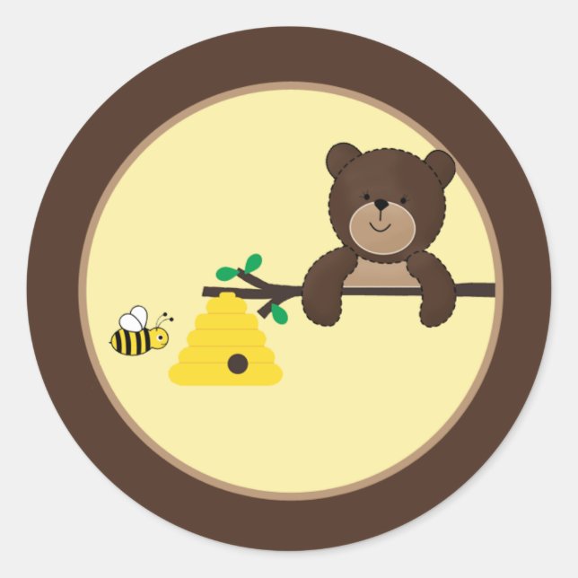 Beary Sweet Bear & Bee Envelope Seal Stickers (Front)