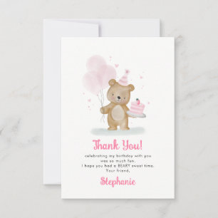 Beary Sweet Birthday Thank You Invitation