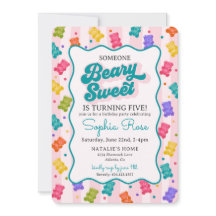 Beary Sweet Candy Gummy Bear Birthday Invitation