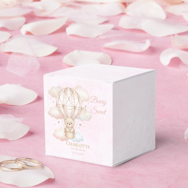 Beary Sweet Hot Air Balloon 1st Birthday Favour Box (Wedding)