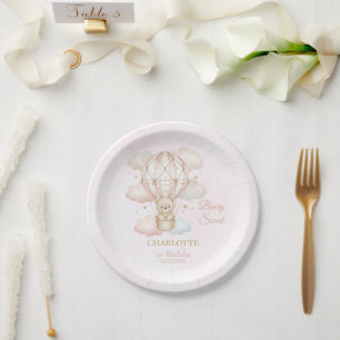 Beary Sweet Hot Air Balloon 1st Birthday Paper Plate