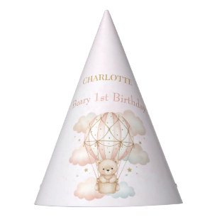 Beary Sweet Hot Air Balloon 1st Birthday Party Hat
