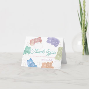 Beary Sweet Pastel Gummy Bear Birthday Thank You Card