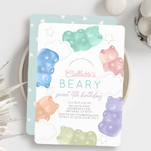 Beary Sweet Pastel Gummy Bear Girl Birthday Invitation
