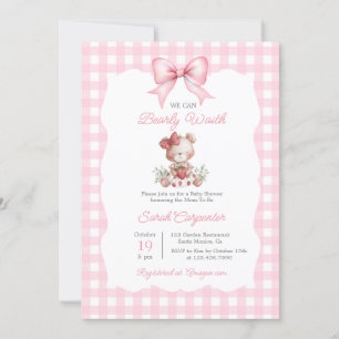 Beary Sweet Strawberry Baby Shower Girl Invitation