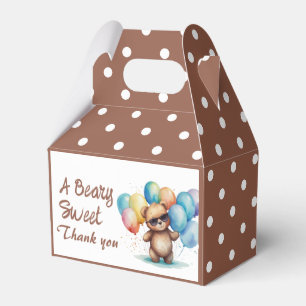 Beary Sweet Teddy bear wearing glasses and balloon Favour Box