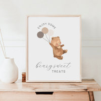 Beary Sweet Treats Poster - Bear 3 Brown Balloons