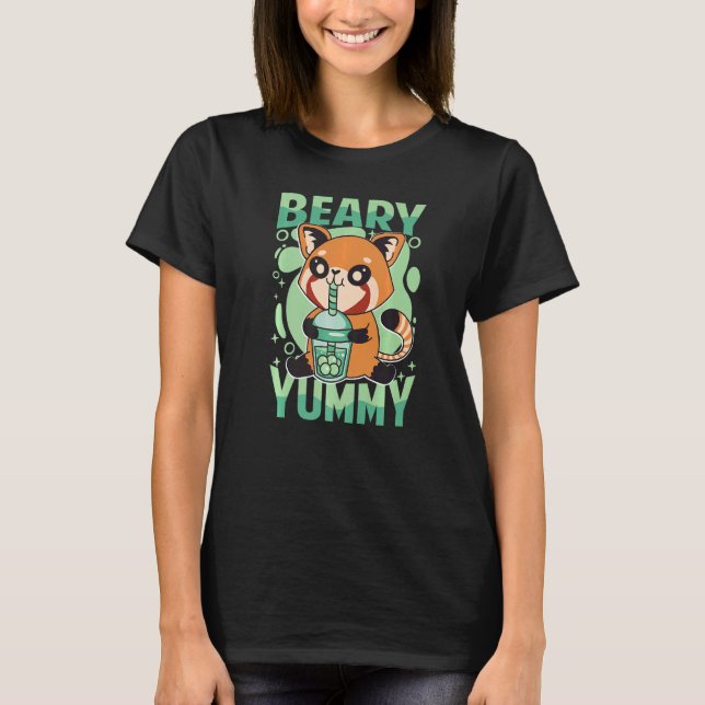Beary Yummy  Cute Red Panda  Milk Tea  1 T-Shirt (Front)