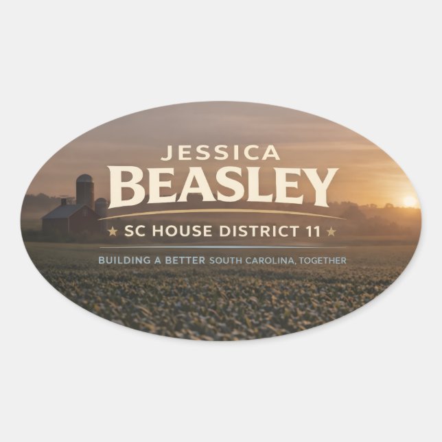 Beasley for SC House District 11 Oval Sticker (Front)