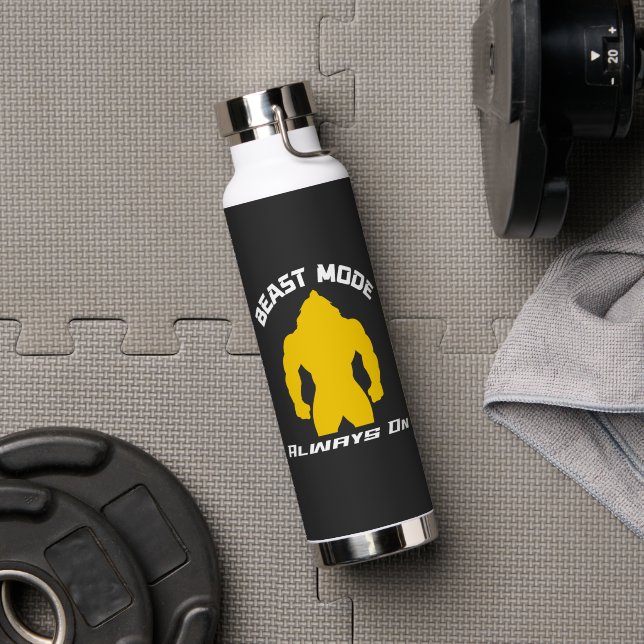 Beast Mode Always On – Gym Motivation Quote Water Bottle (Gym (Rotated))