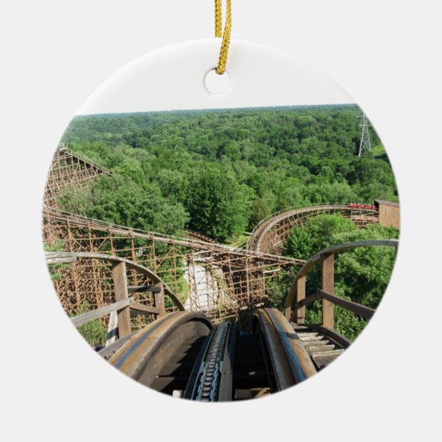 Beast Roller Coaster at Kings Island Ceramic Tree Decoration (Front)