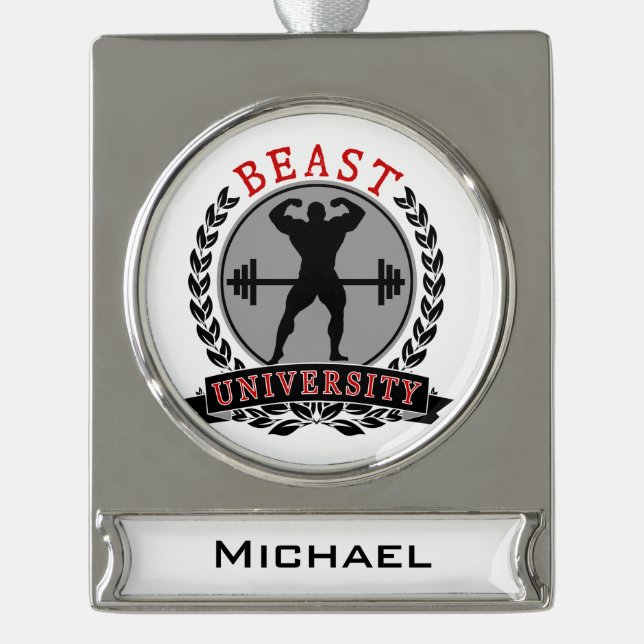 Beast Univ Bodybuilding Custom Banner Ornament (Front)