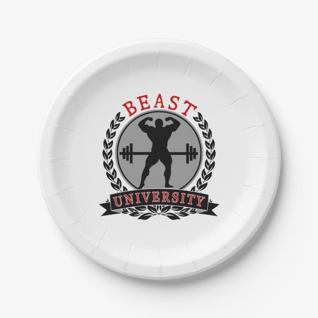 Beast University Bodybuilding Paper Plates (Front)