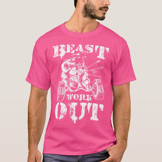 Beast Workout Wolf Lifting Weights Gym Fitness Mus T-Shirt (Front)