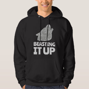 Beasting It Up Workout Fitness Graphic With White Hoodie