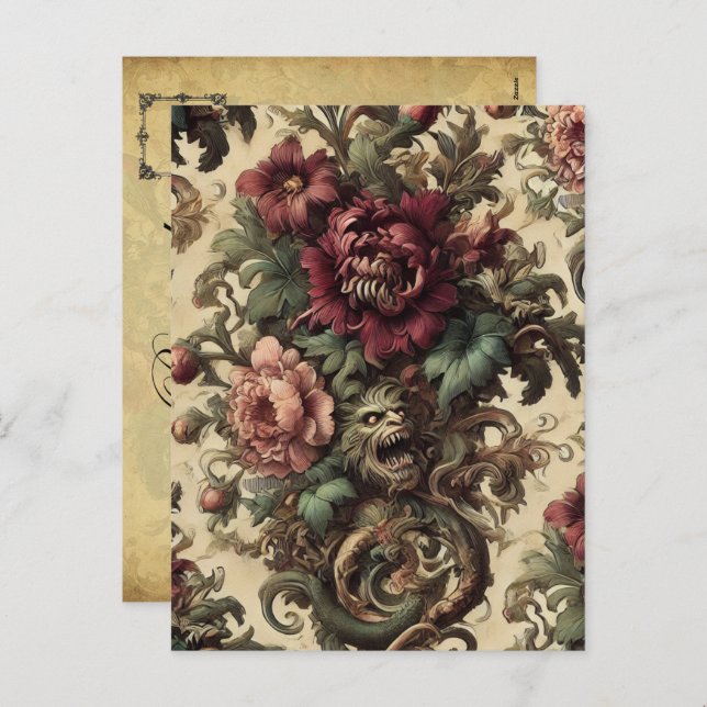 Beastly Bouquet – Gothic Victorian Holiday Postcard (Front/Back)