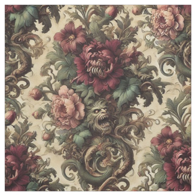 Beastly Bouquet – Gothic Victorian Statement Tile Fabric (Swatch)