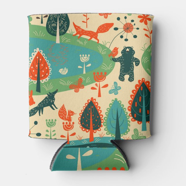 Beasts Background: Abstract Vintage Concept Can Cooler (Front)