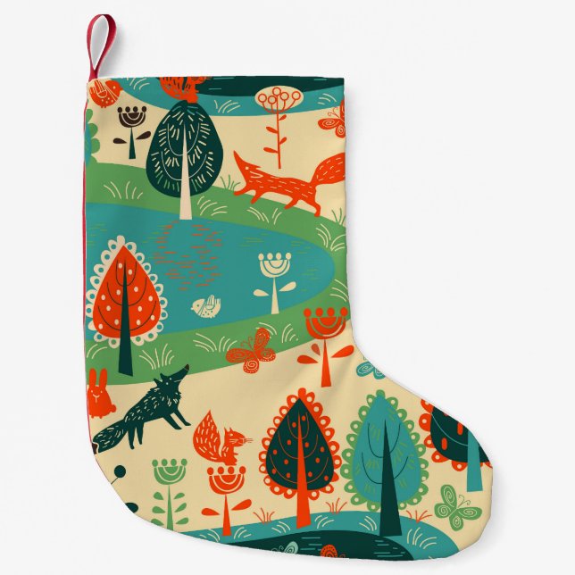 Beasts Background: Abstract Vintage Concept Small Christmas Stocking (Front)
