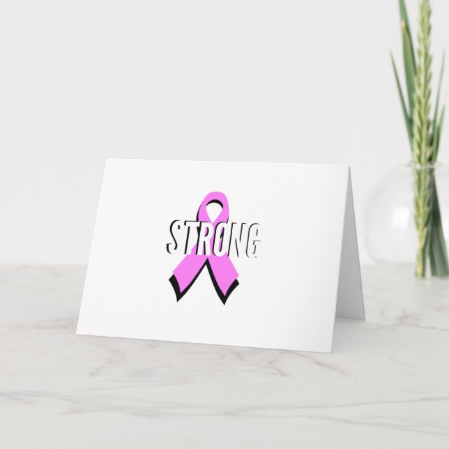 Beat Cancer- Strong Breast Cancer Pink Ribbon Card (Front)
