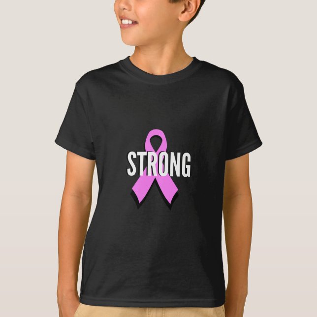 Beat Cancer- Strong Breast Cancer Pink Ribbon T-Shirt (Front)