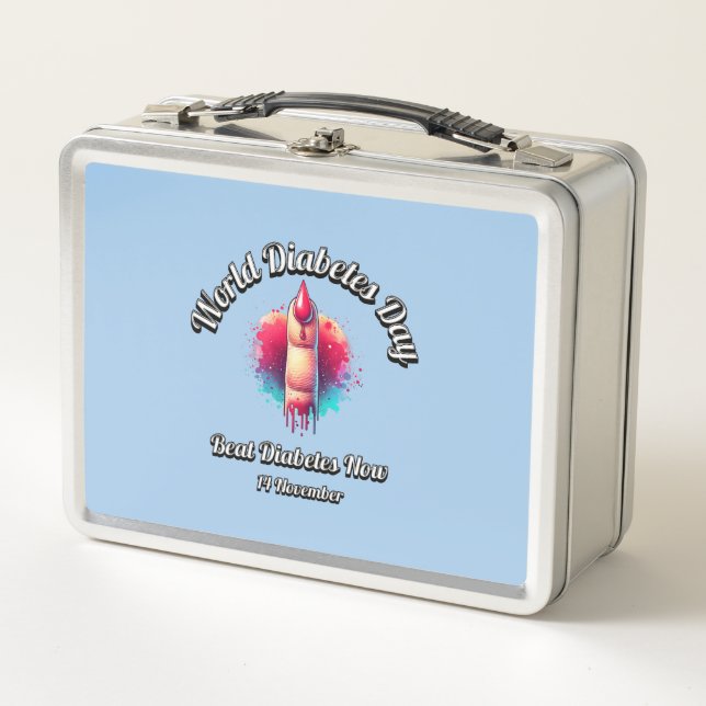 Beat Diabetes Now. World Diabetes Day. Metal Lunch Box (Front)