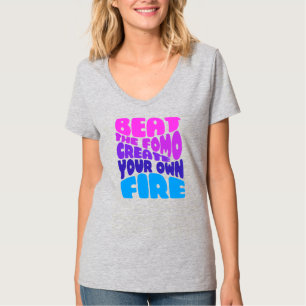 Beat the fomo - pinky purple typography T-Shirt