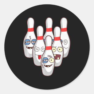 Beat Up Bowling Pins   Cute Duckpins Playing Tee G Classic Round Sticker