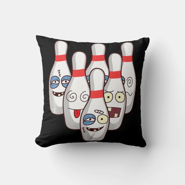 Beat Up Bowling Pins   Cute Duckpins Playing Tee G Cushion (Front)