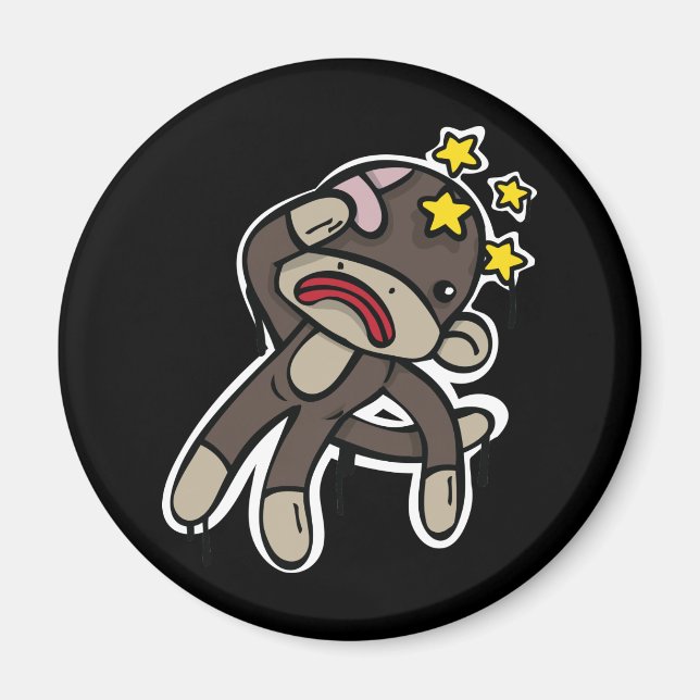 Beat up SOCK MONKEY Magnet (Front)