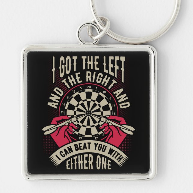 Beat You With Both Hands - Funny Dart Premium Key Ring (Front)