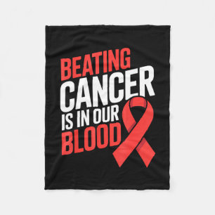 Beating cancer ribbon warrior lymphoma blood fleece blanket