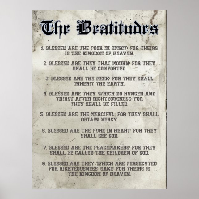 Beatitudes Matthew 5 Sermon on the Mount Ratio 3:4 Poster (Front)