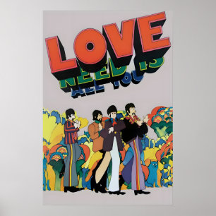 Beatles 1960s All you need is LOVE US Promo Poster