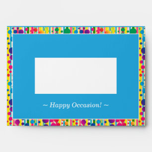 [Beatnik Bubbles] Retro Polka Dot Striped Blue Envelope