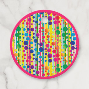 [Beatnik Bubbles] Retro Polka Dot Striped Pink Favour Tags