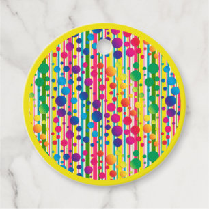 [Beatnik Bubbles] Retro Polka Dot Striped Yellow Favour Tags
