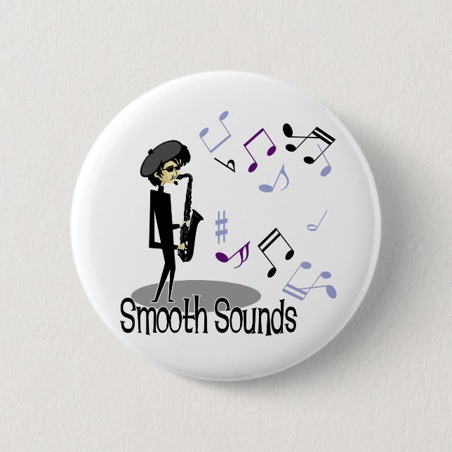 Beatnik Jazz Saxophone Player 6 Cm Round Badge (Front)