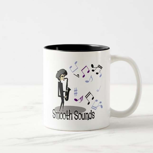 Beatnik Jazz Saxophone Player Two-Tone Coffee Mug (Right)