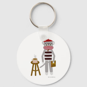 Beatnik Sock Monkey Key Ring