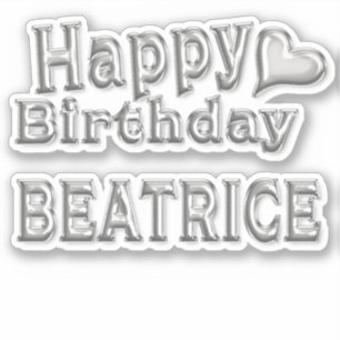 Beatrice Happy Birthday silver sticker
