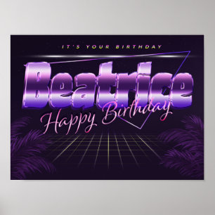 Beatrice Name Vorname lila retro Poster Geburtstag