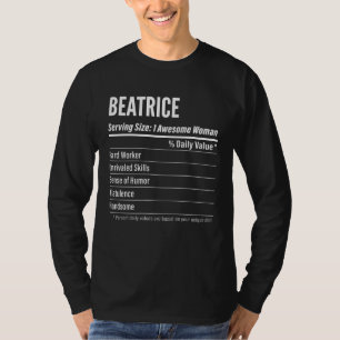 Beatrice  Nutritional Facts Serving Size Calories T-Shirt