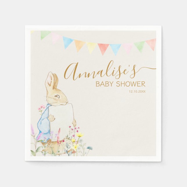 Beatrix Peter the Rabbit Woodland Baby Shower Napkin (Front)