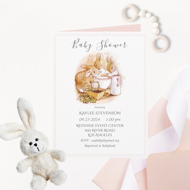 Beatrix Potter Baby Girl Pink Shower Invitation (Creator Uploaded)