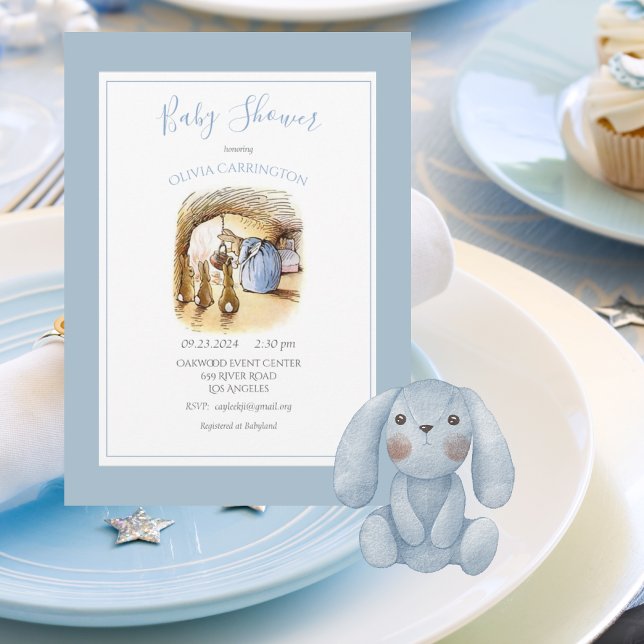 Beatrix Potter Blue Bunny Baby Shower Invitation (Creator Uploaded)