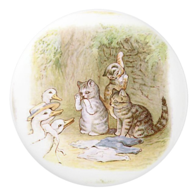 Beatrix Potter, Kittens and Ducks,  Ceramic Knob (Front)