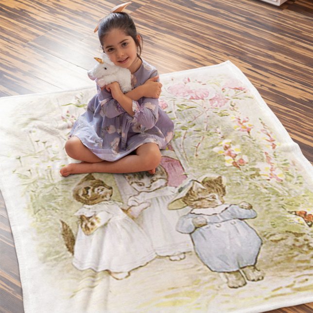 Beatrix Potter Kittens Mother Cat Garden   Fleece Blanket (Creator Uploaded)