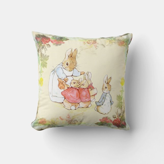 Beatrix Potter, Mother Bunny, Baby Shower. Cushion (Front)