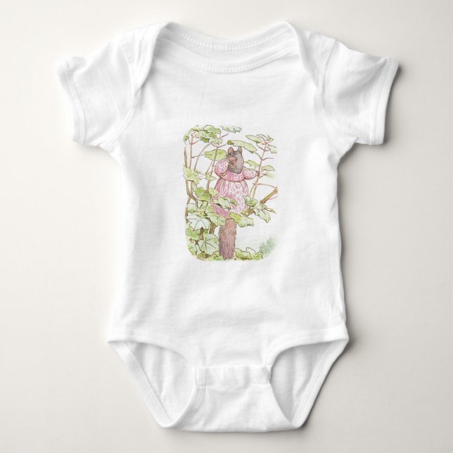 Beatrix Potter Mother Squirrel Pink Dress Tree  Baby Bodysuit (Front)